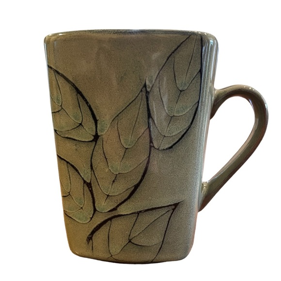 Roscher stoneware olive green leaf design “New Port” collection coffee cup. - Picture 1 of 6